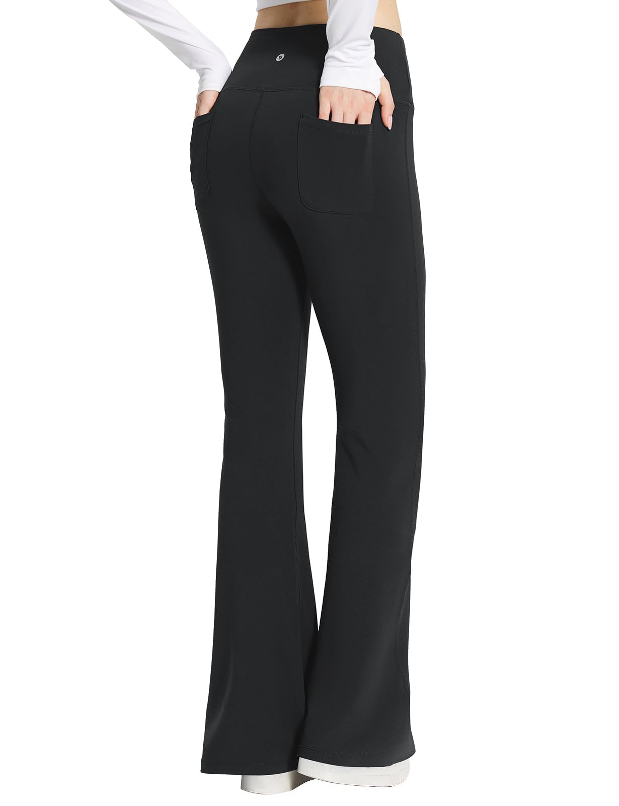 BALEAF Yogabroek voor dames, katoen, lange joggingbroek, vrijetijdsbroek, slagbroek, buikcontrole, werk, sportbroek met zakken, Donkerblauw 32 inch, XL