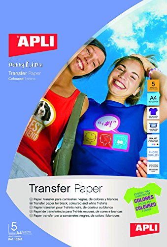 APLI 724049 - Bolsa con 5 Hojas de Papel de Transferencia Térmica,...
