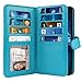 NEXTKIN Kinzie XT1585 Case, Leather Dual Wallet Folio TPU Cover, 2 Large Pockets Double flap, Multi Card Slots Snap Button Strap For Motorola Droid Turbo 2 Kinzie XT1585 X Force XT1580 - New Teal