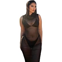 JasmyGirls Rave Outfit for Women Sexy Cover Ups for Swimsuit Bikini Coverups Maxi Dress with Hooded