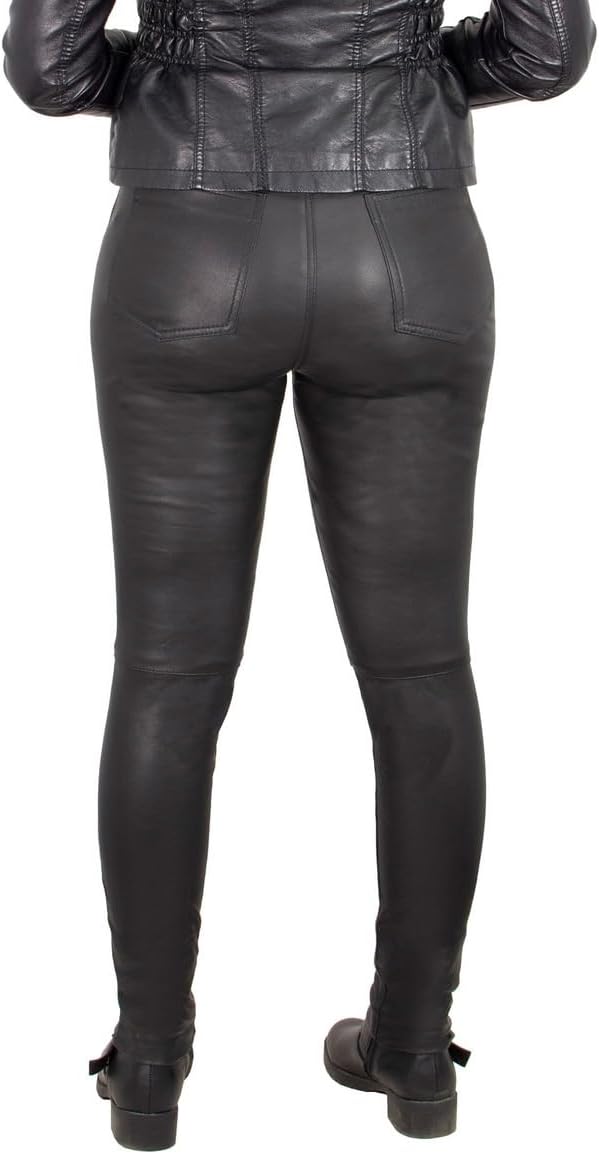 Milwaukee Leather MLL6690 'Sandy' Women’s Black Lambskin Stretch Leather Pants - 0