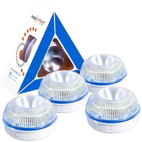 HELP FLASH PK2904 4X V2 2021, Luz de Emergencia, Señal preseñalización de Peligro y Linterna, homologada, Normativa DGT, V16, con Base imantada, Amarillo Auto, 4 Unidades