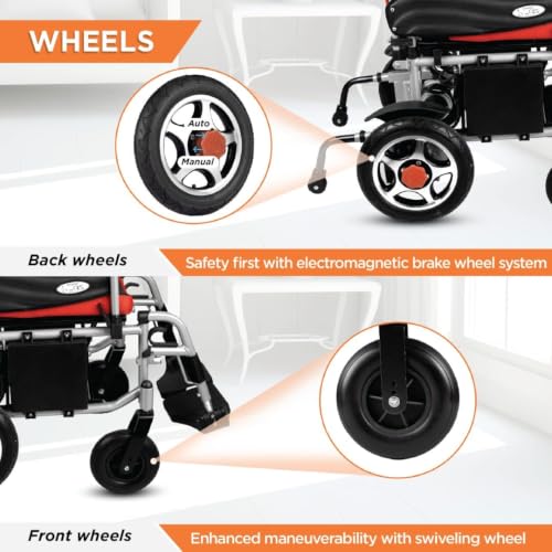 Image of Vissco Zip Lite Power Premium Wheelchair with Double Battery, 20Km Per Charge, Durable & Long Lasting, Weight Bearing Capacity 100kg