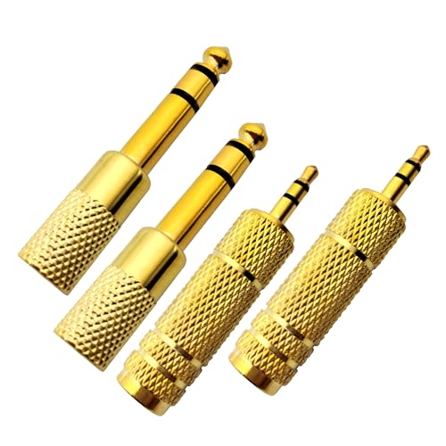 Voluty Tek 3.5MM オス to 6.35MM メス アダプター 1/4 メス to 1/8 オス オーディオアダプター ギター/ヘッドホン用 4 pack