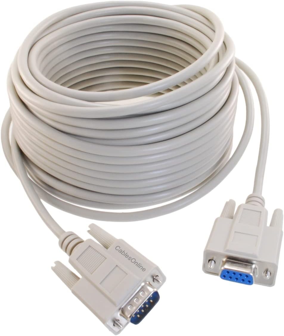 CablesOnline、50フィート DB9オス&rarr;DB9メス 9導体フルワイヤ ストレートスルーシリアル RS232 延長ケーブル