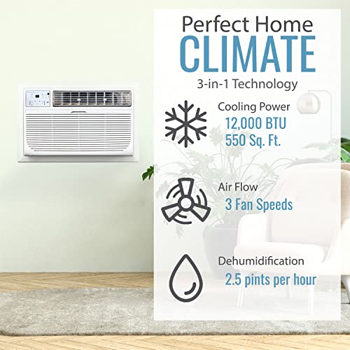 Keystone Kstat12-2C 12,000 Btu 230V Through-The-Wall Air Conditioner Energy Star Follow Me Lcd Remote Control Dehumidifier Sleep Mode 24H Timer Ac For Rooms Up To 550 Sq. Ft, 12000, White #TOP4