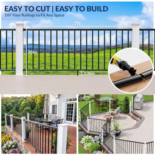 Image of Egadis 1 Pack 36 in x 7 ft Aluminum Porch and Deck Railing Kit Without Post