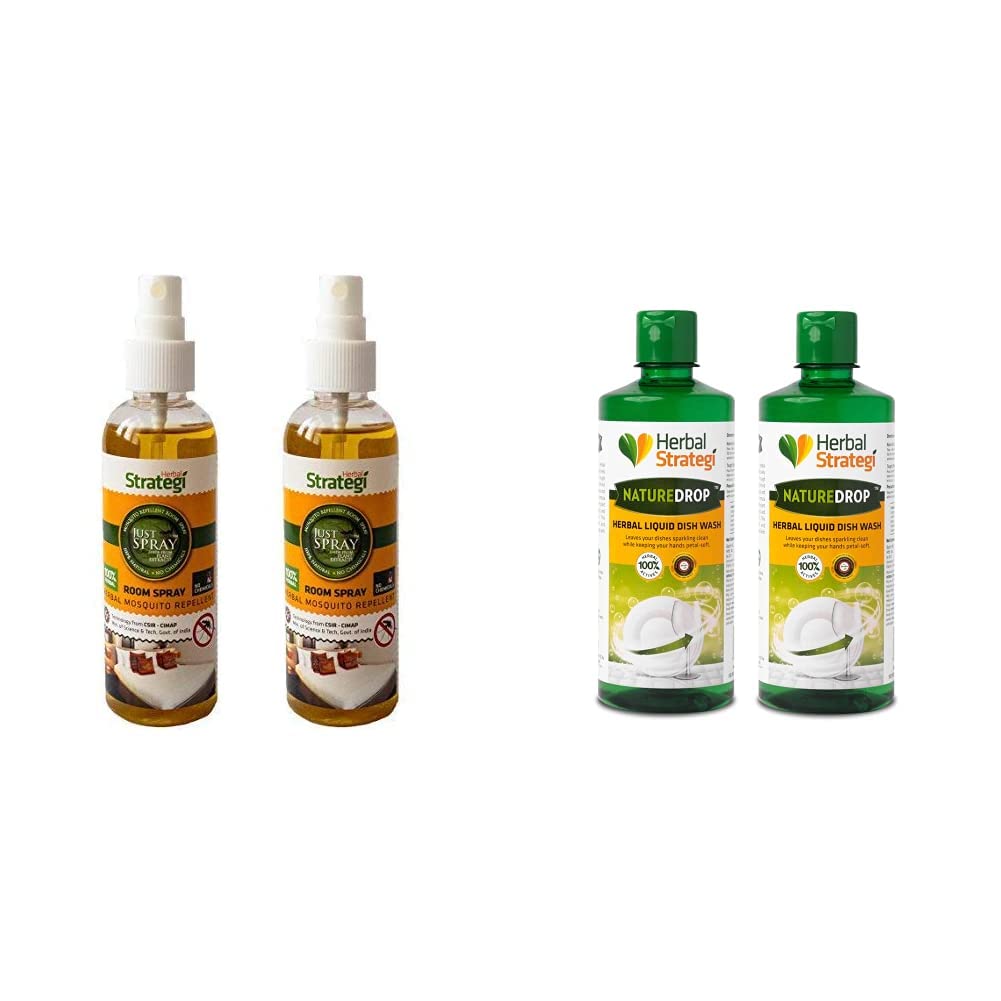 Herbal Strategi MosquitoRepellent Room Spray - Natural, Vegan & Eco-Friendly | 100% Herbal and Chemical free | Baby and Pet safe | Ayush certified | 100ml (Pack of 2)