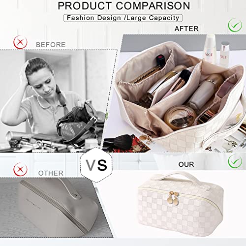 TOPALL Neceser Maquillaje Grande, Neceser Viaje Mujer de PU Cuero Neceser Cuero,Makeup Bag,XXL Organizador Bolsa de Aseo para Maquillaje Necessaire Viajes Accesorios de Mujer - imagen 6