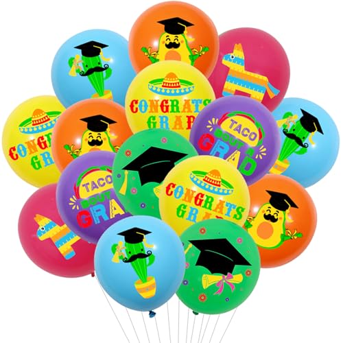 Balterever Mexican Graduation Balloon Fiesta Graduation Party Decors 2026 Mexican Fiesta Party Latex Balloons for Class Of 2026 Graduation Congrats Grad Supplies