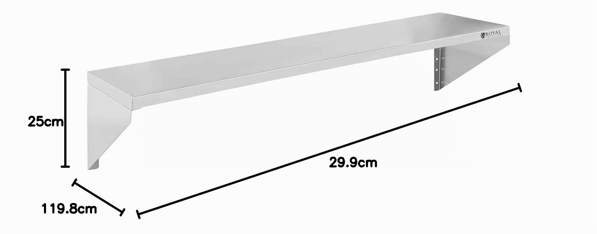 Royal Catering Étagère Murale Rangement Cuisine 2 Plateaux RCWR-120.2 (120 cm de Long, éléments pour Montage Mural, Design Moderne, INOX)