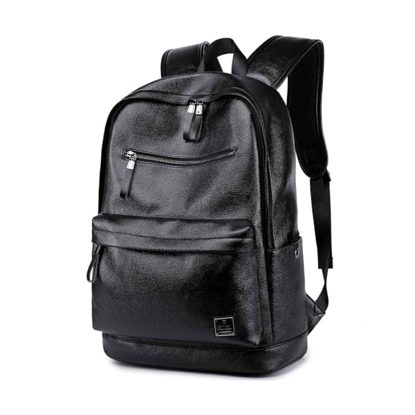weiatas-Black-Leather-Laptop-Backpack-for-Men-Women-Work-Travel-Lightweight-School-Backpack-Bookbag-for-College-Students-Waterproof-Casual-Daypack-Computer-Backpack-fits-156-Inch-Laptop weiatas Black Leather Laptop Backpack for Men Women Work Travel, Lightweight School Backpack Bookbag for College Students, Waterproof Casual Daypack Computer Backpack fits 15.6 Inch Laptop