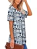 KISSMODA Womens Plus Size Checked Loose Tshirts Tops Plaid Blouse DBluePattern XXL #2