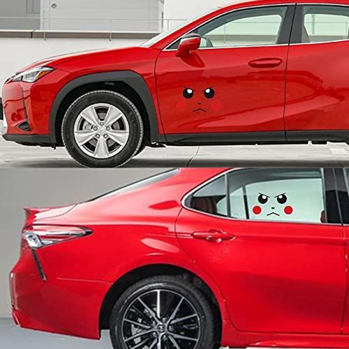 Sunjika Car Vinyl Sticker Funny Decals Angry Face Pattern For Car Door Side Hood Bumper Rear Mirror Fuel Gage Empty Stickers For Cars Trucks Motorcycle Suv Home Window Wall Laptop A (2Ps) #TOP5
