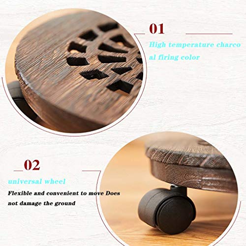 Support de plantes en bois mobile pour déplacer facilement les pots lourds - 6
