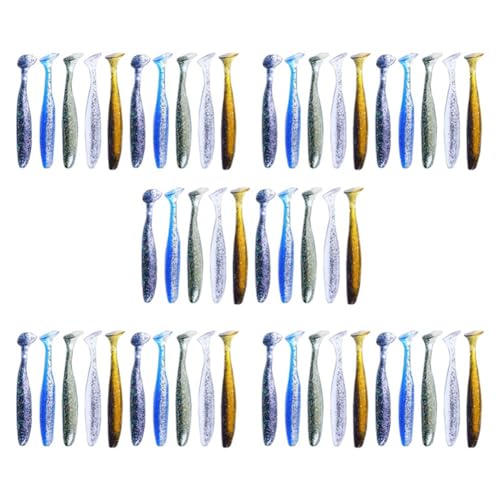 Uxsjakjsd 50 Uds. SeñUelo Suave Cebo de Silicona Wobbler SeñUelo de Pesca Gusano de Mar Swimbait Streamer SeñUelo de Silicona Accesorios de Pesca 7Cm