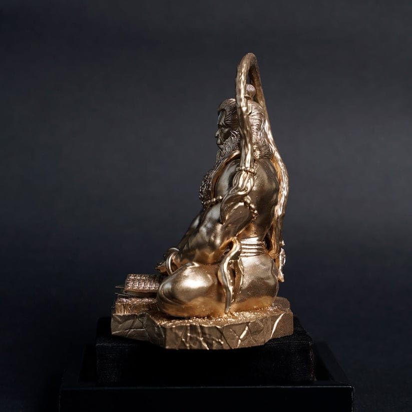 Image of Yadava Big Gold Bahubali Hanuman Ji Idol for Car Dashboard & Home Mandir | Sankat Mochan Balaji Bajrangbali Murti for Pooja, Office & Vastu Decoration | Premium Resin Showpiece