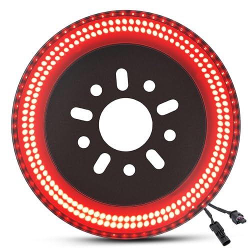 BORDAN Spare Tire Brake Light for Wrangler JL JLU Plug & Play Third Brake Light 3-Side Wheel Light LED Ring Compatible with Jeep Wrangler 2018 2019 2020 2021 2022