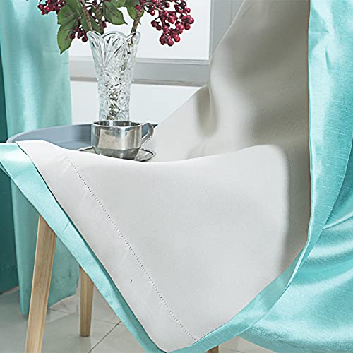 Image of GYROHOME Faux Silk Blackout Curtains, Fully Lined Solid Color Window Treatment Drapes for Bedroom and Living Room Thermal Insulated Grommet Top Room Darkening Drapes, (Aqua Blue,66x90inch, 2 Panels)