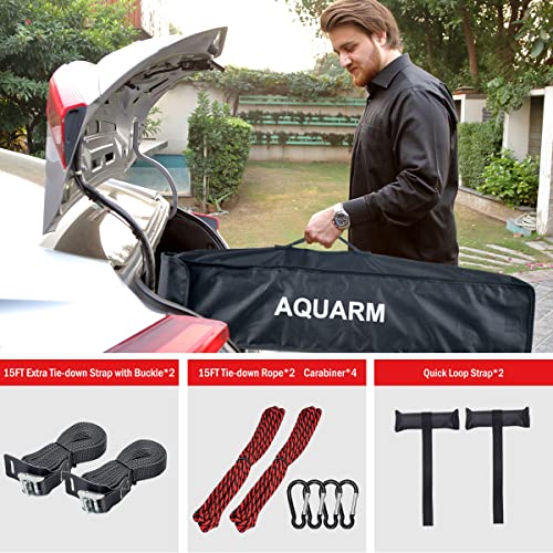 AQUARM Kayak Roof Rack Pads Deluxe Upgrade Universal Car Soft Roof Rack for Canoe/Paddle Board/SUP with Adjustable Steady Tie-Down Straps/Ropes/Hooks/T-Straps and Storage Bag