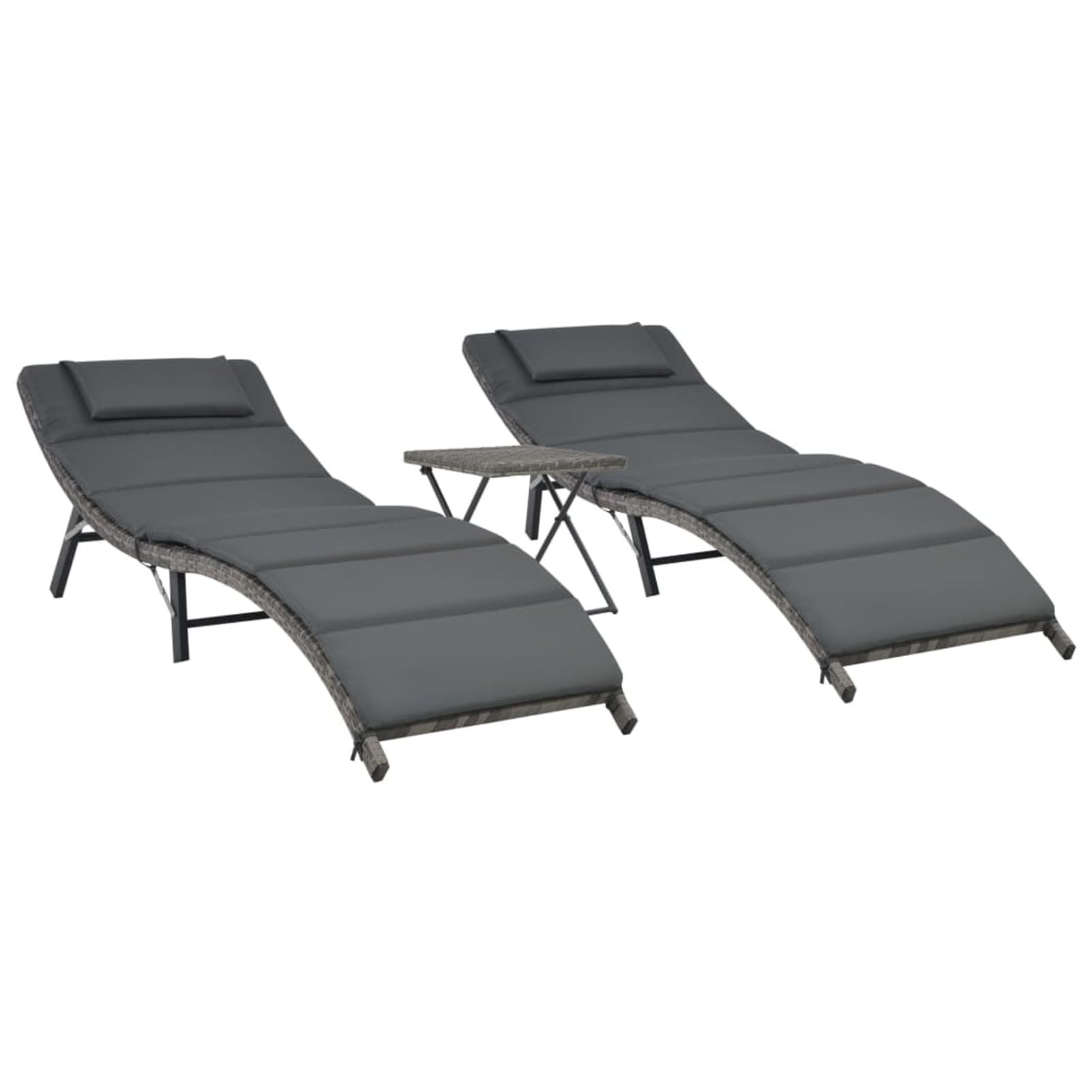 Chaises de jardin en résine tressée gris pliable LAPOOH