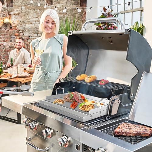 Homzenify Universal Stainless Steel BBQ Cooking Griddle - Flat Top Stove Top Griddle Plate for for BBQ Charcoal/Gas Grills, Camping, Tailgating, and Parties - 23" x 16" Griddle Pan by Homzenify - Image 6