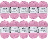 empf. Nadelstärke 3-4 10x50g Gründl Cotton Fun Häkelgarn Strickgarn inkl. detallierter Anleitung für EIN Meerschweinchen (Fb. 28 Rosa)