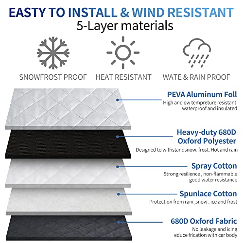 Car Windshield Cover For Sun Shade And Snow - Foldable Car Sunshade Cover Uv Block Car Front Window (Heat Insulation Protection) For Auto Windshield Covers Trucks Cars (Large) #TOP1