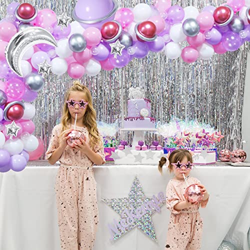 Two The Moon Balloons Arch Garland, Girls Outer Space Birthday Party Balloons Decoration Set With Moon And Star Foil Balloons For Baby 2Nd Birthday Party To The Moon Party Twinkle Little Star Supplies #TOP1