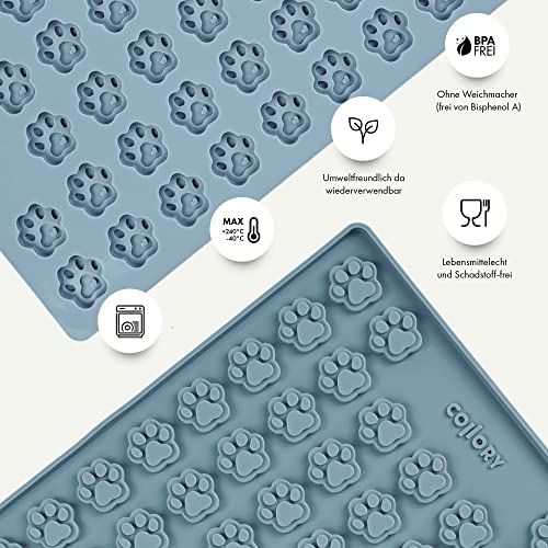 Collory Medium Pfoten (3cm) Silikon Backmatte, Hunde Tatzen, Backform für DIY Hundekekse und Leckerlis, Knochenbackform, Pralinenform, Schokoladenform, Antihaftend und Lebensmittelecht (BPA-Frei)