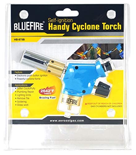 Bluefire Handy Cyclone Torch Head Only Push Button Trigger Start Nozzle Torch Fuel By Propane Mapp Map Pro Gas Cylinder Welding Soldering Brazing Cooking Glass Beads Diy #TOP1
