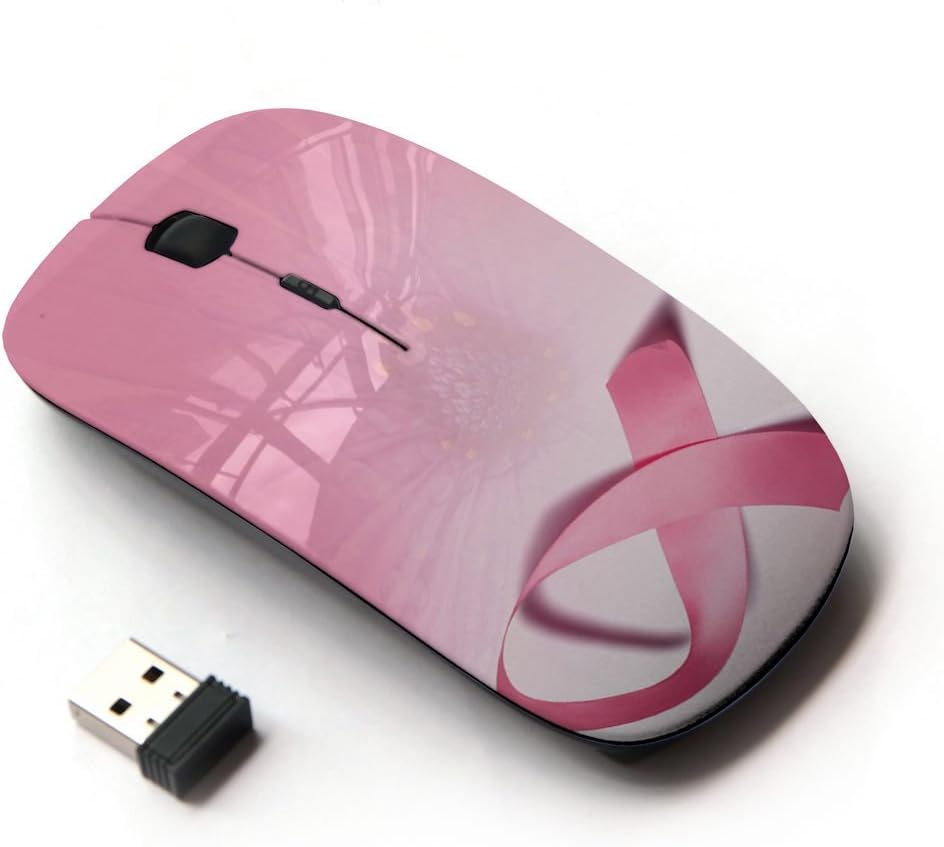Graphic4You Pink Cancer Ribbon Design Ergonomic Wireless Mouse with Nano Receiver