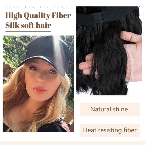 8 Inch Baseball Cap With Hair Extensions BOB Synthetic Hair With Attached Black Hat With One Piece Hair Extensions For Women - Image 4