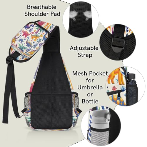 Bolso crossbody unisex con diseño de dinosaurios miniatura 4