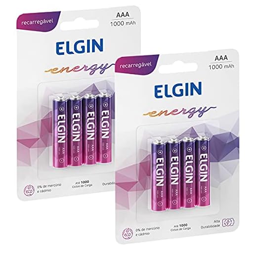 8 Pilhas Elgin AAA 1000mah Recarregável 2 Cartelas C/ 4 Unidades