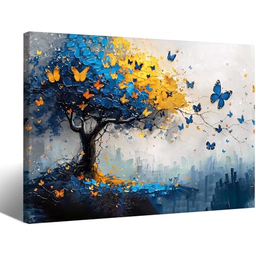 EEYNAQQ Tree of Life Wall Art 16x24 Inch Butterfly Picture Canvas Painting