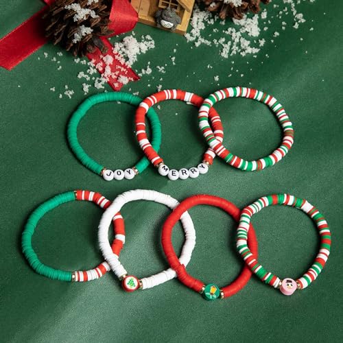 Artlunar 6 Pack Christmas Bracelets: Joy & Merry Candy-Style Stacks for Women & Teens - Perfect Christmas Gifts - Age 3 to Adult3