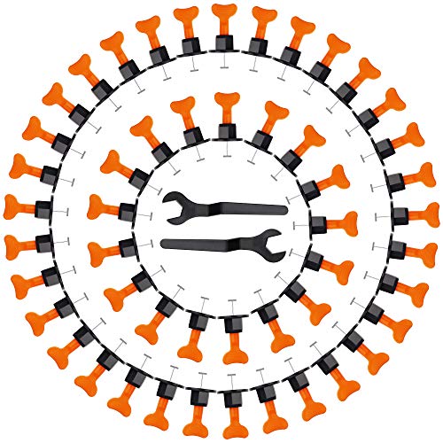 Nivelación Azulejos Reutilizable Nivelador baldosas Ajustador con Llave Especial para Construcción Paredes Suelos 50 Piezas