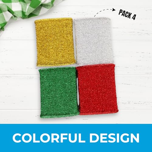 Image of Luan Hue - 4 PCS Scrub Pads, 2.7 inch x 3.5 inch x 2,7 inch Scrub Pads for Cleaning Kitchen, Bathroom, and Household, Non-Scratch, Reusable, Multi-Surface Scrub Pads, Dishwasher Safe for Non-Stick Cookware