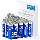 1 Hora Pilas AAA Alcalinas 1.5V LR03, Paquete con 24 Baterías Desechables de Larga Duración, para Juguetes, Relojes,...