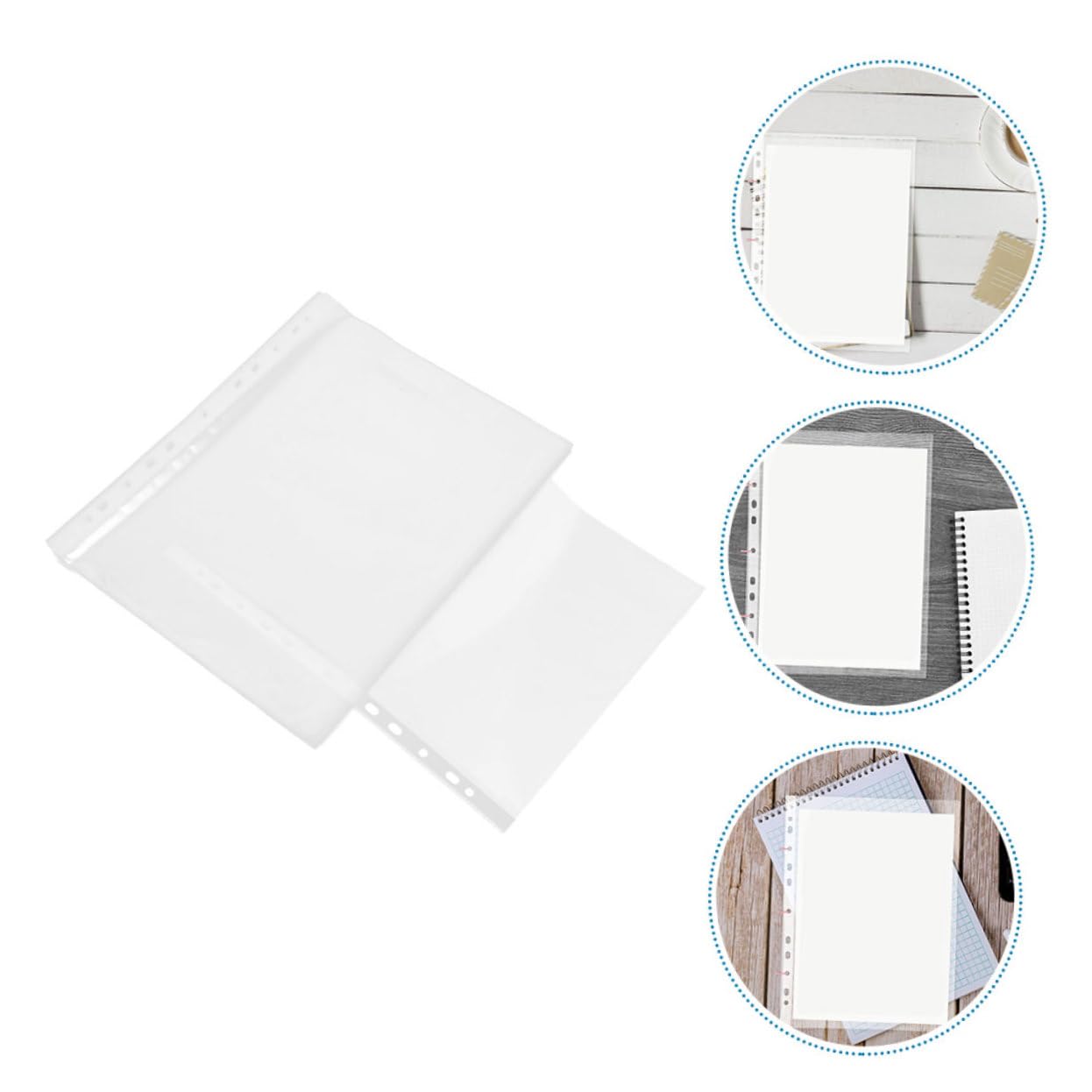 Klarsichthüllen Pp 11-loch für Ordner, Schutz für Schule und Büro | A4 Passend, für Fotos und Notenblätter, Top Loading Design, Robuste Ausführung, 100 Stück