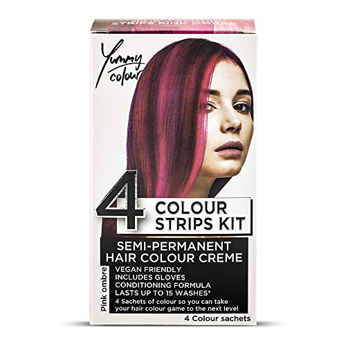 Stargazer Yummy Colour Kit de tiras de tinta gelinho para o cabelo, 4 tons, rosa degradado