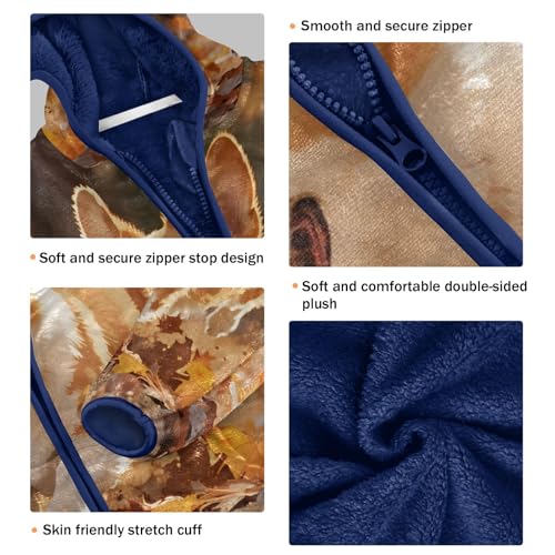 Happy Dog Running Among Leaves Toddler Fleece Jacket Girl Boys Hooded Fleece Jacket Coat Warm Outwear Zip-up 3-10T3