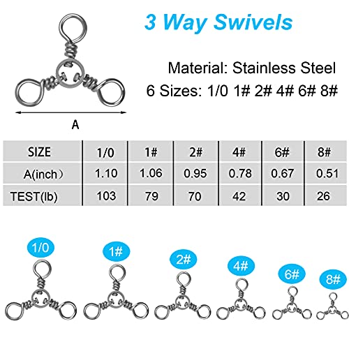 Image of 3 Way Fishing Swivels Crossline Swivels Fishing Connector Swivels Catfish Swivels Fishing Gear Carp Fish Equipment Saltwater Freshwater Fishing Tackle Accessories
