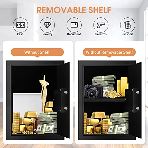 2.4 Cu Ft Large Home Safe Fireproof Waterproof, Home Security Safe With Digital Kaypad And Removable Shelf, Fireproof Safe Box For Money Pistols Ammunition Medicines Documents #TOP4