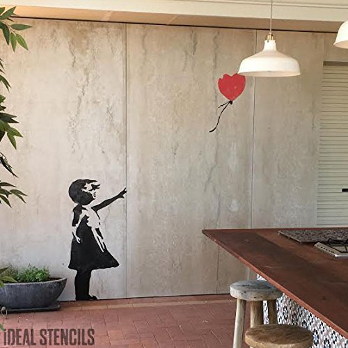 Banksy Ballon Mädchen XL Lebensgröße Wandsticker Wand Schablone - GIRL 112CM HIGH Cover