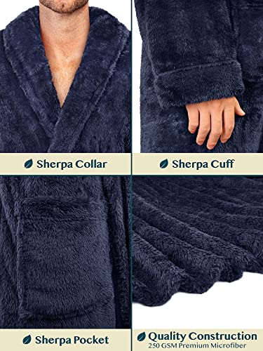 Image of PAVILIA Mens Soft Robe, Plush Fluffy Fleece Bathrobe Men, Long Sherpa Shaggy Spa Robe