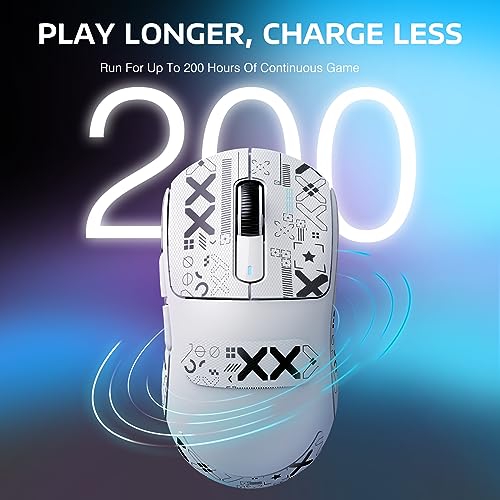 Image of ATTACK SHARK X3 Lightweight Wireless Gaming Mouse with Tri-Mode 2.4G /USB-C Wired /Bluetooth,26K DPI, PAW3395 Optical Sensor,Kailh GM8.0 Switch,5 programmable Buttons for PC /Win /Mac(White+Stickers)