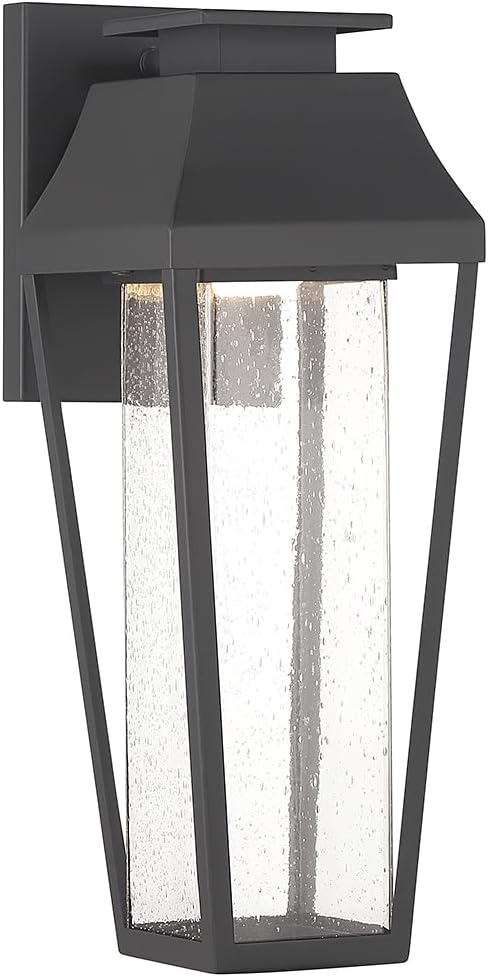 Savoy House 5-352-BK Brookline Traditional Clear Seeded Glass Dark Sky Friendly Outdoor Wall Lantern, Integrated LED 1-Light 6 Watt, 15" H x 6" W, Matte Black