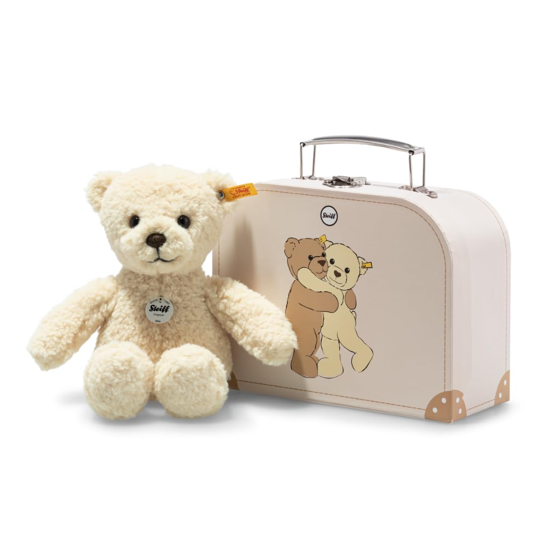 Steiff Kuscheltier Mila Teddybär im Koffer, Süßes Stofftier, Kinder, Jungen & Mädchen, Friends, Plüschtier 21 cm, Beige, 114038